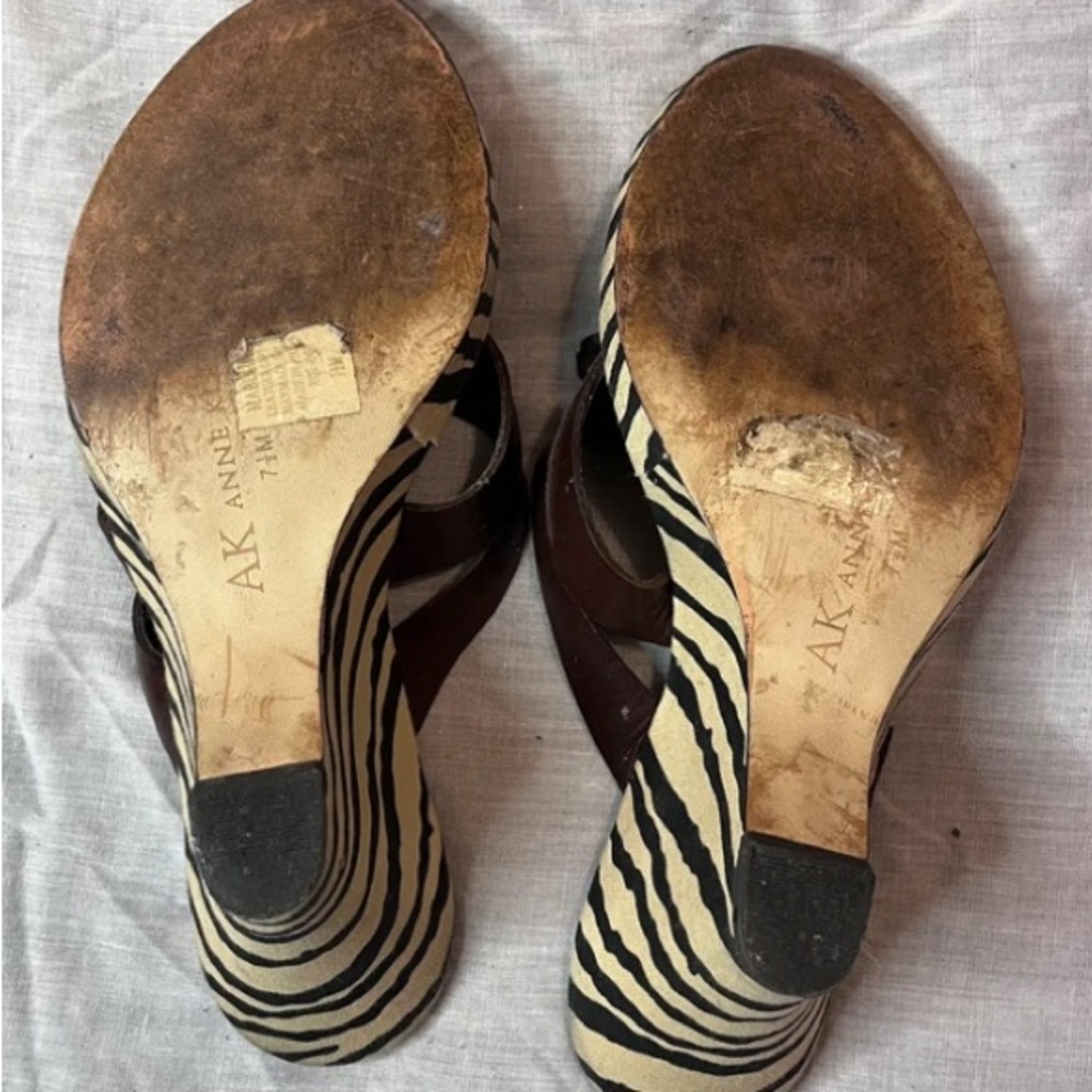 Anne Klein Dark Brown Sandals with Gold Accents - Picture 3 of 3